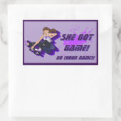 Een aangepaste Vrouw Skateboarder Sticker (Tas)