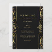 Een aanraking met Elegance Black & Gold Wedding Kaart (Voorkant)