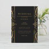 Een aanraking met Elegance Black & Gold Wedding Kaart (Staand voorkant)