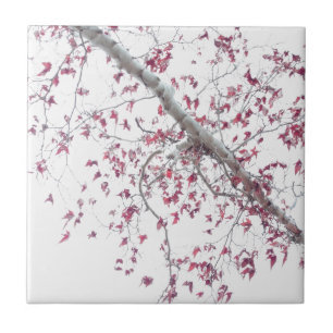 Een aanraking met roze bladeren tegeltje