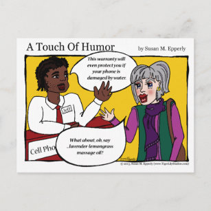 'Een aanraking van de Humor' Mobiele telefooncel m Briefkaart