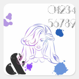 Een aanraking van de Spletters van de Waterverf va Vierkante Sticker