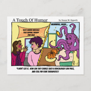 "Een aanraking van Humor" Octopus Massage Comic Briefkaart
