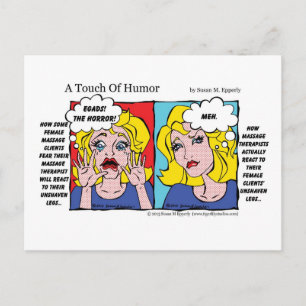 "Een aanraking van Humor" Unshaven Legs Comic Briefkaart