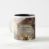 Een aansteker met een paard tweekleurige koffiemok (Voorkant links)