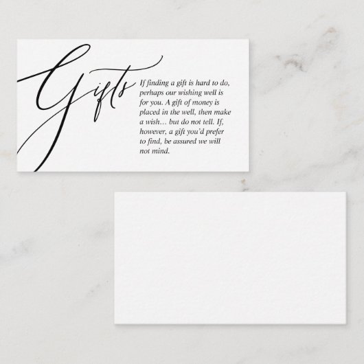 Een aantekening op Huwelijkscadeaus, modern elegan Informatiekaartje (Voorkant / Achterkant)