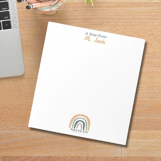 Een aantekening van het Inspirerend Rainbow Teache Notitieblok