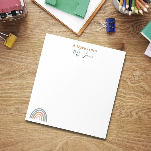 Een aantekening van het Schattigee Rainbow Teacher Notitieblok