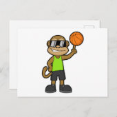 Een aap als Basketball-speler met Basketball Briefkaart (Voorkant / Achterkant)