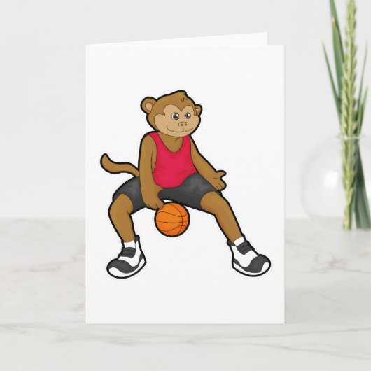 Een aap als Basketball-speler met Basketball Kaart (Voorkant)
