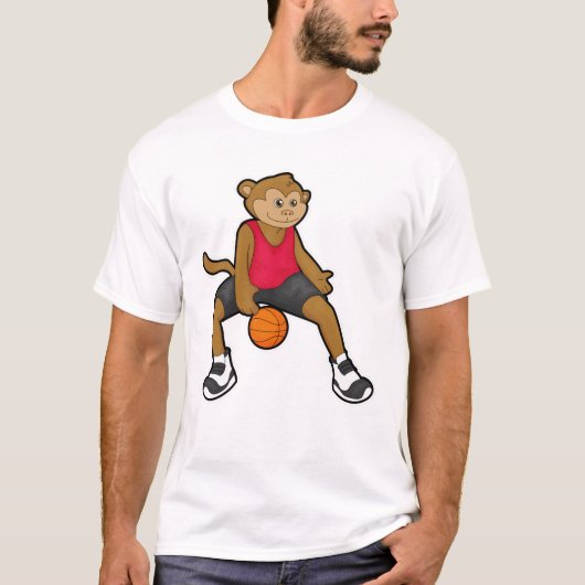 Een aap als Basketball-speler met Basketball T-shirt (Voorkant)
