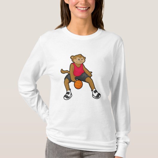 Een aap als Basketball-speler met Basketball T-shirt (Voorkant)