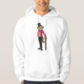 Een aap als herenman met Pet en wandelstok Hoodie (Voorkant)