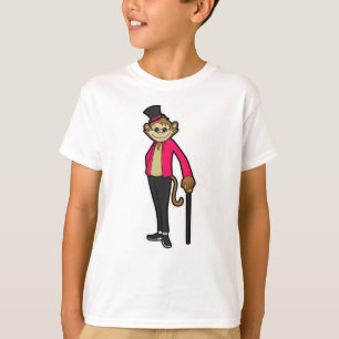 Een aap als herenman met Pet en wandelstok T-shirt