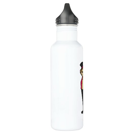 Een aap als herenman met Pet en wandelstok Waterfles (Links)