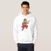Een aap als Warrior met personeel en hoofdband Hoodie (Voorkant volledig)