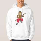 Een aap als Warrior met personeel en hoofdband Hoodie (Voorkant)