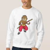 Een aap als Warrior met personeel en hoofdband Trui (Voorkant)