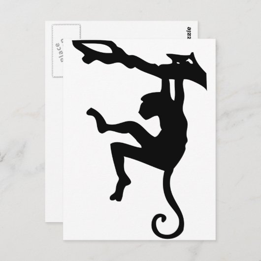 Een aap die in de Cartoon van het boom Silhouette  Briefkaart (Voorkant / Achterkant)