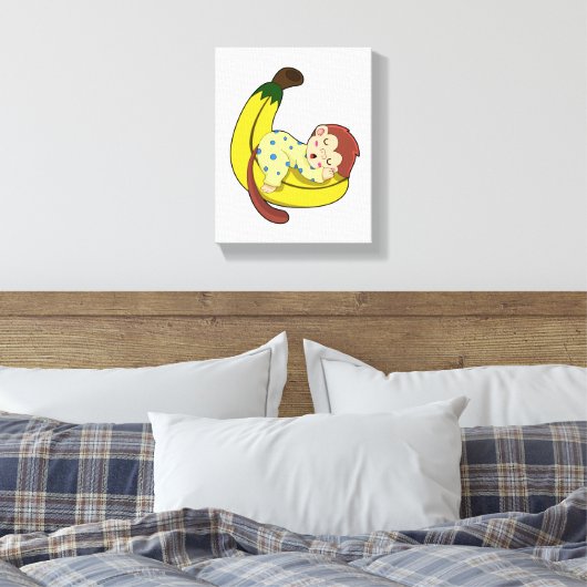 Een aap die slaapt in de pyjama canvas afdruk (Insitu (Slaapkamer))