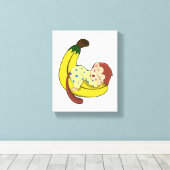 Een aap die slaapt in de pyjama canvas afdruk (Insitu (Houten vloer))