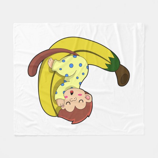 Een aap die slaapt in de pyjama fleece deken (Voorkant (Horizontaal))