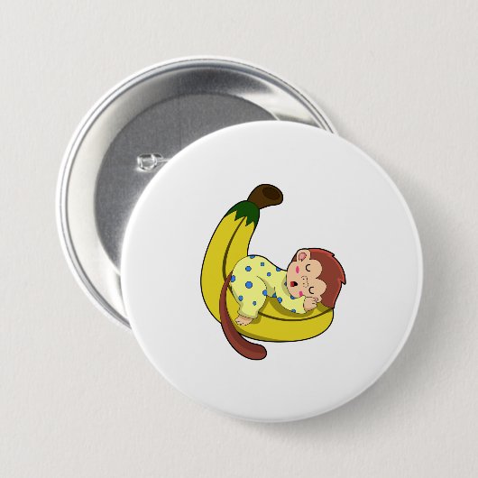 Een aap die slaapt in de pyjama ronde button 7,6 cm (Voorkant /achterkant)