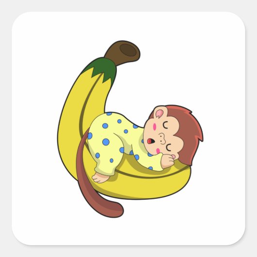 Een aap die slaapt in de pyjama vierkante sticker (Voorkant)