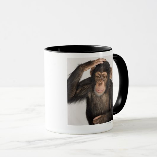 Een aap die zijn hoofd krabt mok (Voorkant rechts)