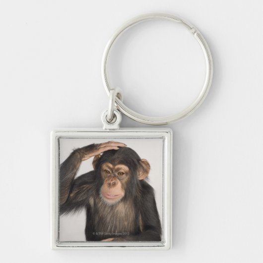 Een aap die zijn hoofd krabt sleutelhanger (Voorkant)