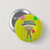 Een aap en de ballonnen. ronde button 5,7 cm (Voorkant /achterkant)