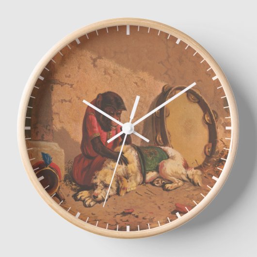 Een aap en een hond met een grote tamboerijn (Voorkant)