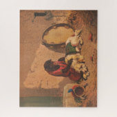 Een aap en een hond met een grote tamboerijn legpuzzel (Verticaal)