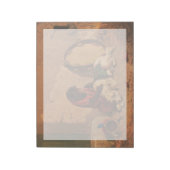 Een aap en een hond met een grote tamboerijn notitieblok (Linkerzijde)