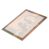 Een aap en een hond met een grote tamboerijn notitieblok (Schuin)