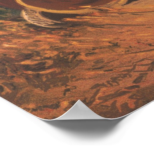 Een aap en een hond met een grote tamboerijn poster (Hoek)