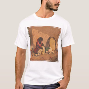 Een aap en een hond met een grote tamboerijn t-shirt