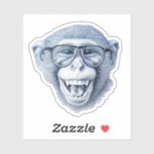 Een aap lachen met een bril sticker (Vel)
