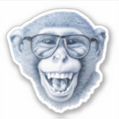 Een aap lachen met een bril sticker (Voorkant)