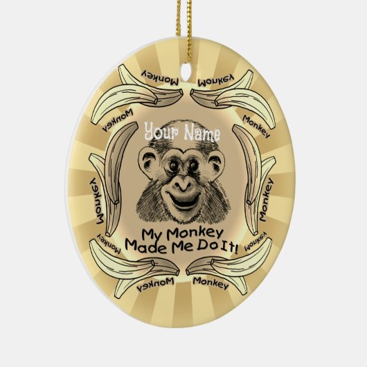 Een aap maakte dat ik het deed keramisch ornament (Rechts)