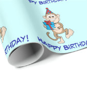Een aap met Cadeau Happy Birthday. Cadeaupapier (Rol Hoek)