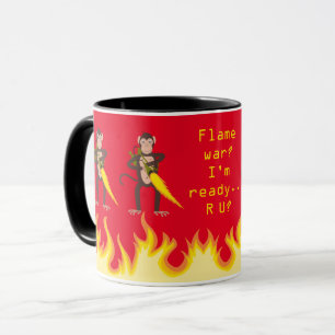 Een aap met een Flamethrower-internetvlamoorlog Mok