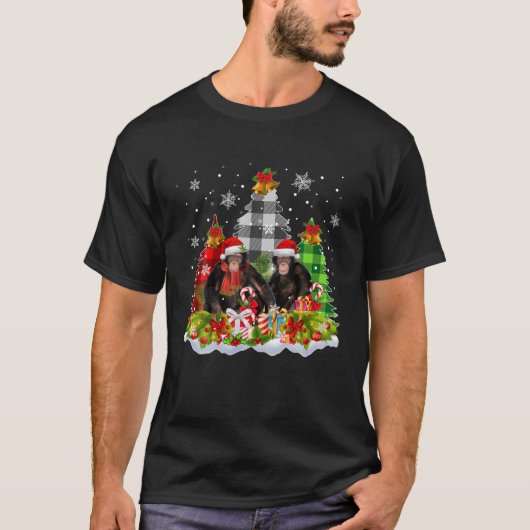 Een aap met gepaarde kerstbomen sneeuw die overeen t-shirt (Voorkant)