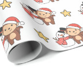 Een aap met Snowman in de winter voor Kerstmis Cadeaupapier (Rol Hoek)
