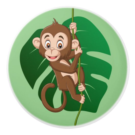 Een aap op een toonaangevende knop voor een wijnvo (Voorkant)