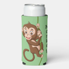 Een aap op een vinnen Design Seltzer Koelbox Blikjeskoeler