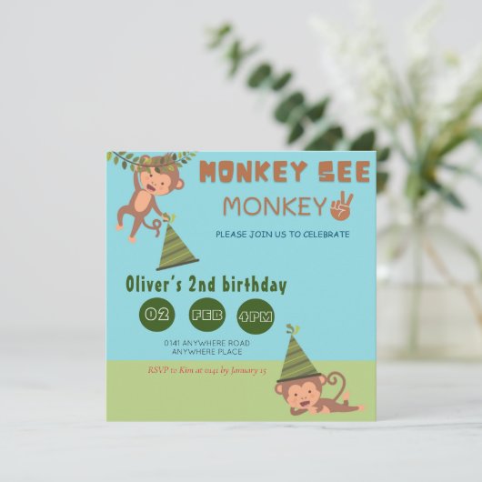 Een aap ziet een aap met twee geslachtsneutrale ve kaart (Staand voorkant)