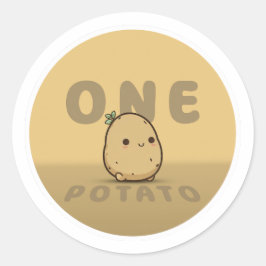 Eén aardappel ronde sticker