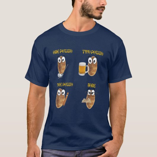 Eén aardappel, twee aardappelen, 3 aardappel, erts t-shirt (Voorkant)
