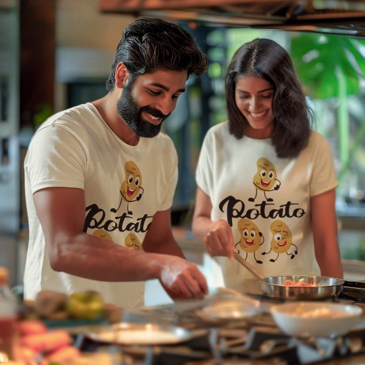 Eén aardappel twee aardappelen Kawaii Veggies Unis T-shirt